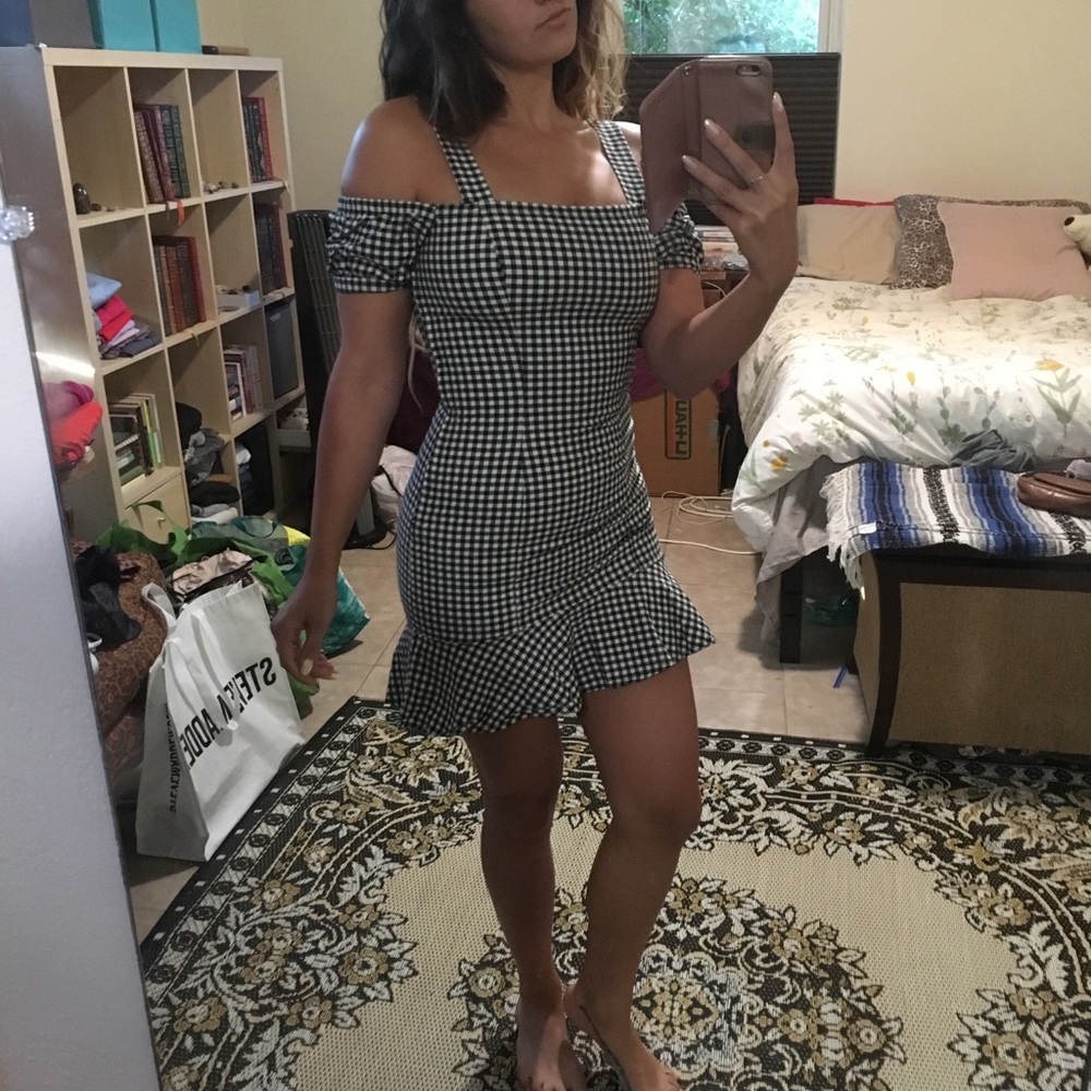 Gingham off shoulder summer dress